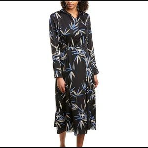 Equipment Sabenne Print Leaf Black Midi Dress